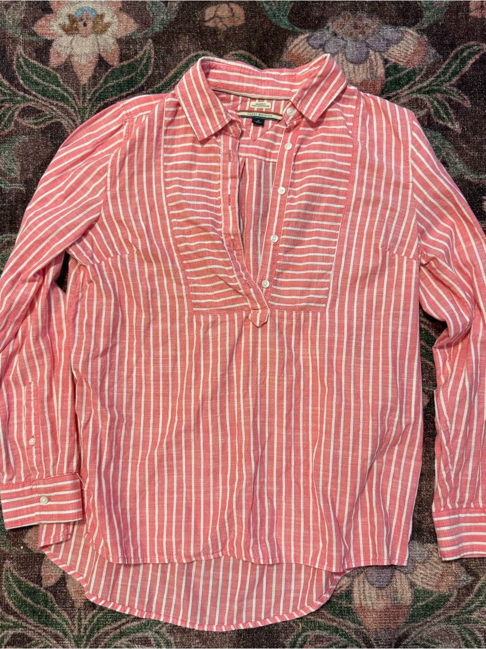 Tommy Hilfiger Striped Long Sleeve Popover Tunic Shirt - Medium